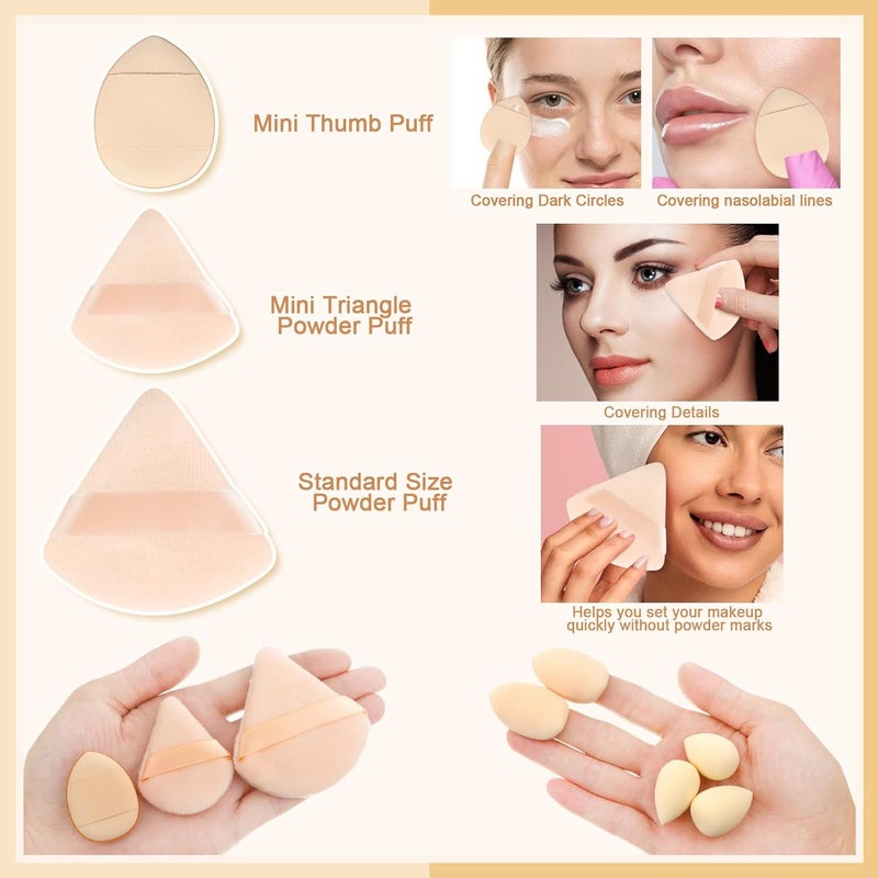 AuraRay 17PCS Makeup Sponges Set with 6PCS Powder Puff, 3PCS Mini Makeup Sponges Blender, 3PCS Foundation Mini Make Up Sponge Puff and 1PCS Make Up Sponges Holder - Image 4